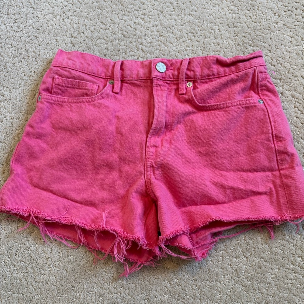 Frame Le Bridgette Short Raw Hem Denim Shorts Pink Size 26
